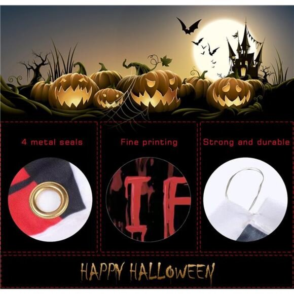 Halloween LED Banner Decoration – 118.1" x 19.6" Light-Up Scary Banner - Picture 2 of 8